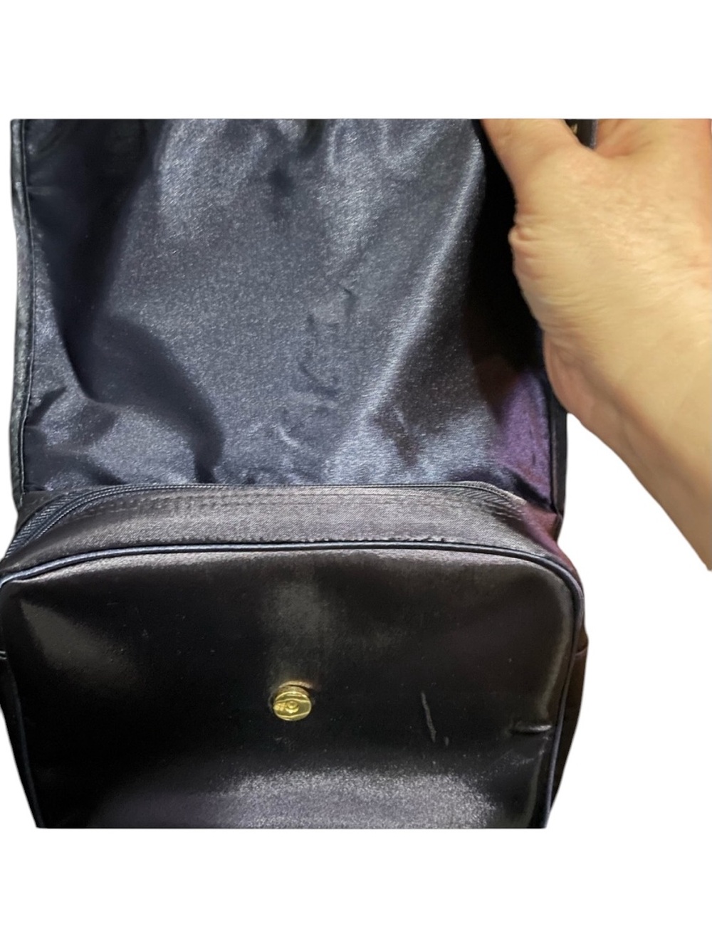 ✨ Vintage Christian Dior Parfums Black Satin Cosmetic Bag Vanity/Beauty Case - Picture 6 of 13